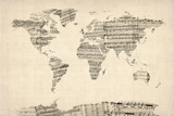 Map of the World Map from Old Sheet Music