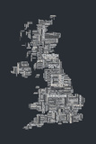Great Britain UK City Text Map