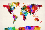 Map of the World Map Abstract Painting