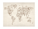 Map of the World Map Floral Swirls