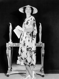 Kay Francis Modeling Floral-Print Crepe Frock with White Accessories From Film 'Another Dawn'  1937