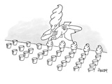 A man with a cupcake styled hairdo puts icing on cupcakes - New Yorker Cartoon