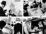 Newspaper Headlines World Wide Tell of President Lyndon Johnson's Decision Not Seek Re-Election