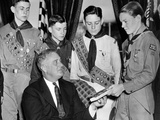 President Franklin Roosevelt Receives the Five-Millionth Copy of the Boy Scout Handbook