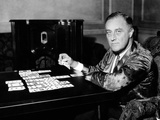 New York Governor and Democratic Presidential Nominee  Franklin Roosevelt  Playing Solitaire