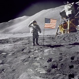 Apollo 15 Astronaut David Scott  Gives a Military Salute to US Flag on the Moon  July 30  1971