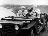 Former President Eisenhower with Walter Cronkite Above Normandy's Beaches