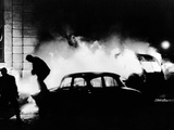 Demonstrators Flee as a Flaming Police Van Illuminates the Latin Quarter  Paris