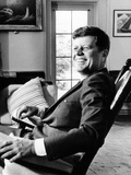Pres Kennedy Sits in Rocking Chair in Oval Office of White House on 46th Birthday  May 29  1963