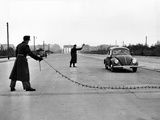East Berlin Customs Police Stopping a Volkswagen on Charlettenburger Chaussee  Oct 26  1952