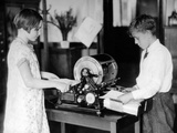 School Children Work on a Mimeograph Machine