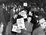Communist Party Members Display 'Daily Worker': 'Frame Up Trial of '12' on Today  Jun 1949