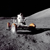 Apollo 17 Astronaut Eugene a Cernan Driving the Lunar Rover