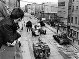 American Tanks at the Friedrichstrasse Checkpoint Crossing Through the Berlin Wall