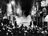 Riot Policemen at a Burning Barricade on the Rue De Seine  a Narrow Latin Quarter Side Street
