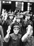 Communist Chinese Soldiers  Holding Chairman Mao's Red Book  June 1971
