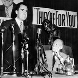 GOP Presidential Candidate Dwight Eisenhower Listens to His Running Mate Sen Richard Nixon