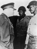 General Dwight Eisenhower Talking with Two African American Soldiers at Port of Cherbourg  France