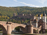 The Alte Brucke or Old Bridge and Neckar River in Old Town  Heidelberg  Germany