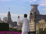 Man Practicing Taiji on the Bund  Shanghai  China