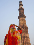 Indian Women at Qutb Minar (UNESCO World Heritage Site)  Delhi  India