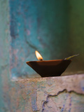 Lamp in a Little Shrine Outside Traditional House  Varanasi  India