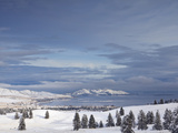 Looking Down onto Flathead Lake after Fresh Snowfall in Elmo  Montana  USA