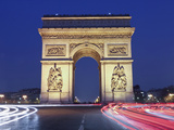 Evening Traffic around the Arc De Triomphe  Paris  France