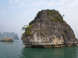 Junk Boat and Karst Islands in Halong Bay  Vietnam