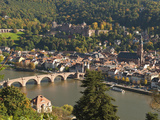 View of Alte Brucke or Old Bridge  Neckar River Heidelberg Castle and Old Town  Heidelberg  Germany