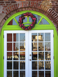 Arched Door with Shrimp Boat Reflection  Apalachicola  Florida  USA