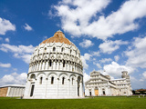 Piazza Dei Miracoli  the Baptistery and the Dome  Pisa  Tuscany  Italy