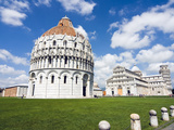Piazza Dei Miracoli  the Baptistery and the Dome  Pisa  Tuscany  Italy