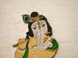 Mural Depicting Ganesha  a Hindu Deity  Inside City Palace  Udaipur  Rajasthan  India