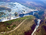 Aerial View of Victoria Falls  Waterfall  and the Zambesi River  Zimbabwe