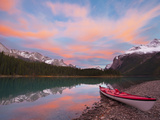 Kayaker on Maligne Lake  Jasper National Park  Alberta  Canada