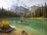 Kayaker on Maligne Lake  Jasper National Park  Alberta  Canada