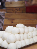 Dumplings for Sale at a Street Front Dumpling and Baked Goods Stall in Taipei  Taiwan