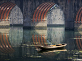 Bridge and Boat on Wuyang River  Zhenyuan  Guizhou  China