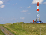 Patterson Uti Oil Drilling Rig Along Highway 200 West of Killdeer  North Dakota  USA
