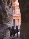 Tourists in Al-Siq Leading to Facade of Treasury (Al Khazneh)  Petra  Jordan