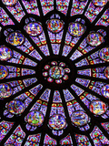 A Rose Window in Notre Dame Cathedral  Paris  France
