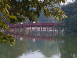 Huc Bridge over Haan Kiem Lake  Vietnam