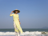 Girl with Conical Hat on the Beach  Vietnam