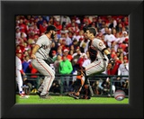 Buster Posey & Brian Wilson Celebrate winning the 2010 NLCS