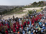 Palm Sunday Procession on Route from Betphage to Sainte Anne  Jerusalem  Israel  Middle East
