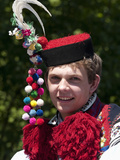 Young Man Wearing Folk Dress During Festival Ride of Kings  Vlcnov  Zlinsko  Czech Republic  Europe