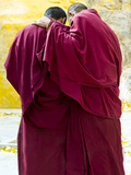 Two Buddhist Monks from the Back  Tibet  China  Asia