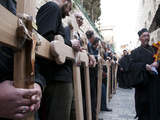 Good Friday Processions Along Way of Cross (Via Dolorosa) in Old City in 2011  Jerusalem  Israel