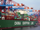 Container Ship at Container Terminal  Hamburg Harbour  Germany  Europe